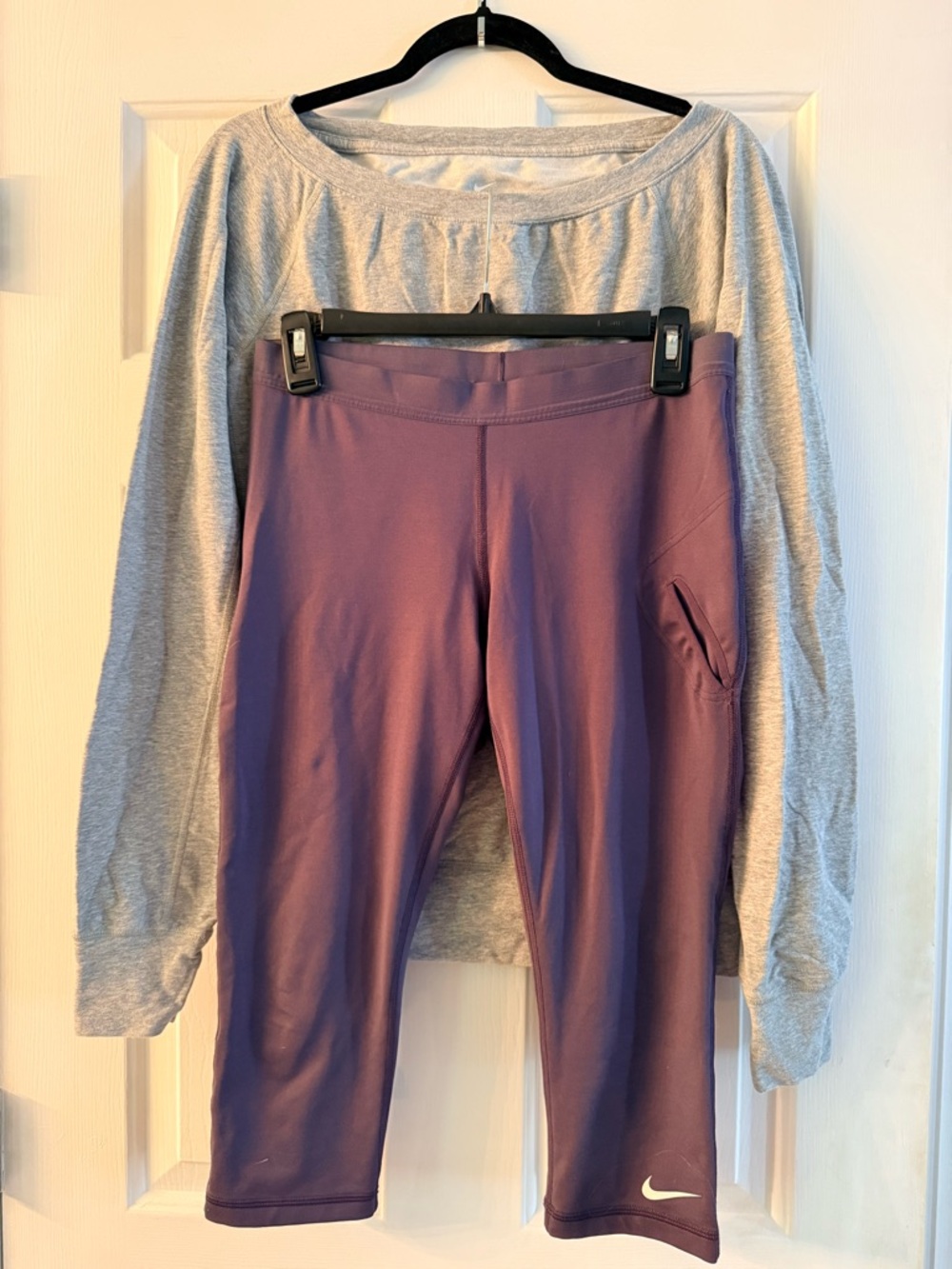 Nike Grey Long Sleeve and Purple Capri Leggings